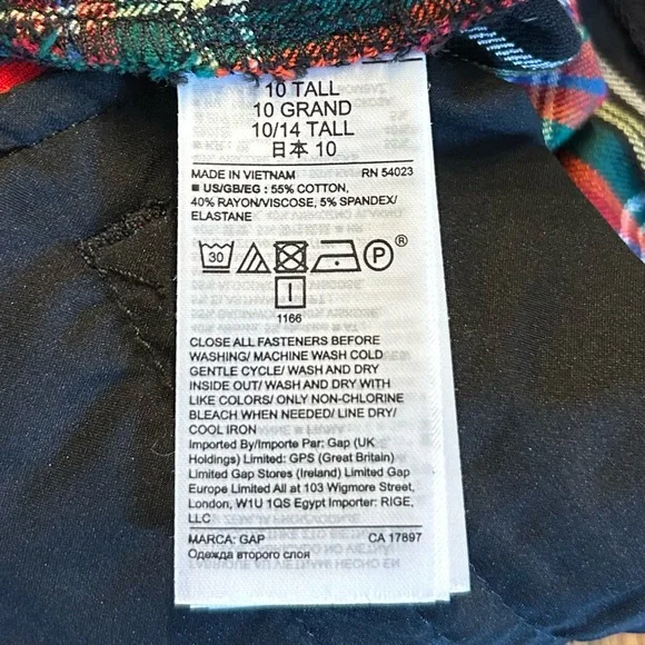GAP Skinny Ankle Tartan Plaid Career Casual pants Women’s SZ 10 Tall Red Black - Picture 8 of 9
